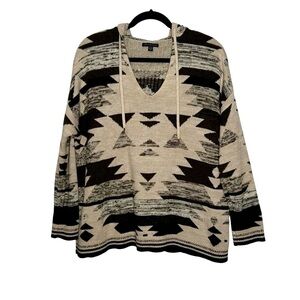 American Eagle Brown/Tan Southwestern/Aztec Inspired Pullover Sweater w/Hood M
